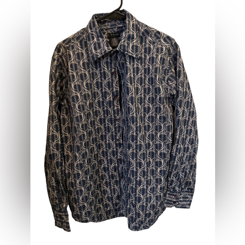J. FERRAR printed‎ design dress shirt - men's large